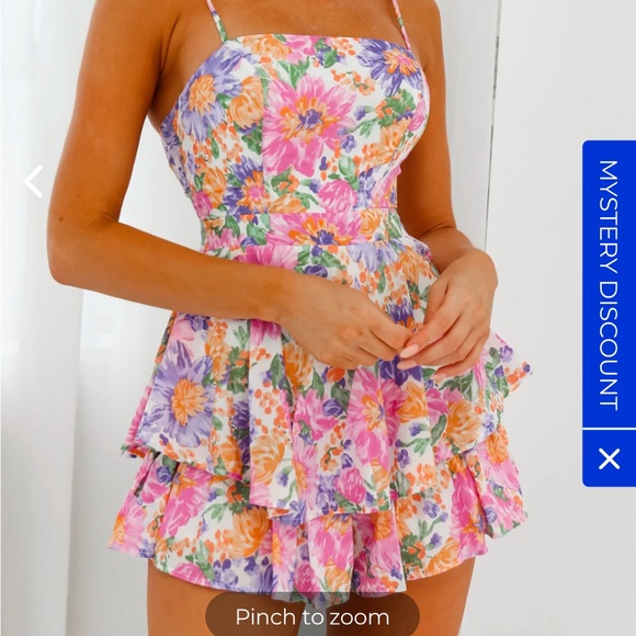 Selfie Leslie Dresses & Skirts - Selfie Leslie Floral Mini romper Dress - Pink and Purple